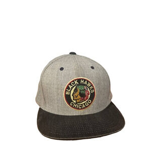 Mitchell & Ness Gray Hockey Chicago Black Hawks Baseball Snapback Hat Men